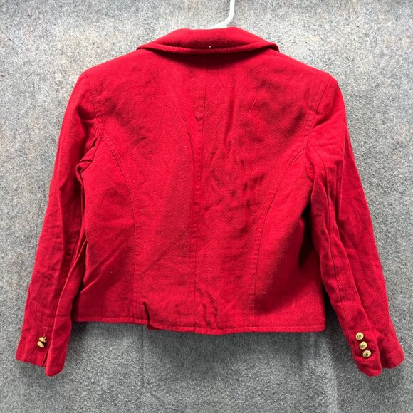 Lauren Ralph Lauren Jacket Women 6 Red Double Breasted Peacoat Blazer Gold - Picture 2 of 11